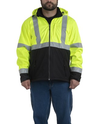  Men's Tall Hi-Vis Class 3 Hooded Softshell Jacket 