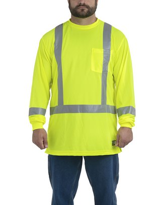  Men's Hi-Vis Class 3 Performance Long Sleeve Pocket T-Shirt 