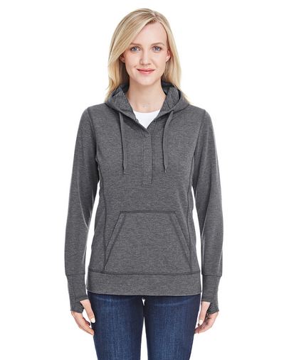  Ladies' Omega Stretch Snap-Placket Hooded Sweatshirt 