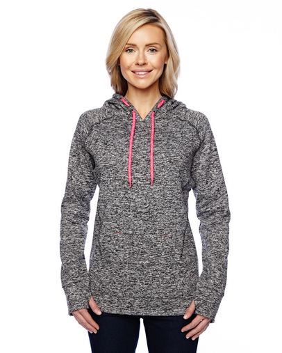  Ladies' Cosmic Contrast Fleece Hooded Sweatshirt 
