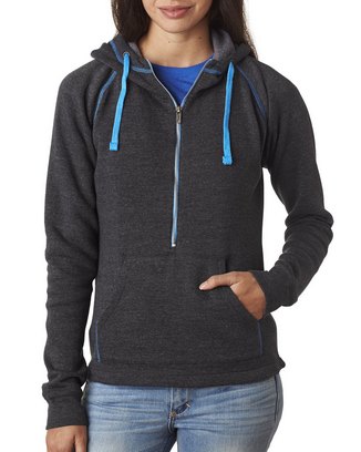 Ladies' Triblend Half-Zip Fleece Hood