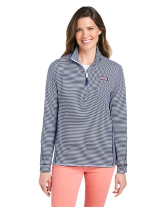  Ladies' Microstripe Sankaty Half-Zip Pullover 
