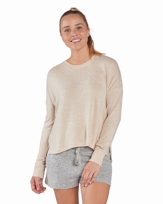 Ladies' Cuddle Soft Boxy Crewneck Sweatshirt - OATMEAL HEATHER - XS