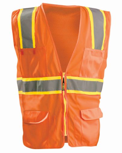  Men's High Visibility Classic Two-Tone Surveyor Safety Mesh Vest 