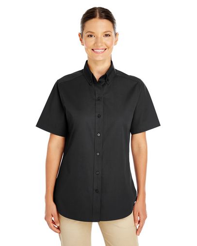  Ladies' Foundation 100% Cotton Short-Sleeve Twill Shirt with Teflon™ 