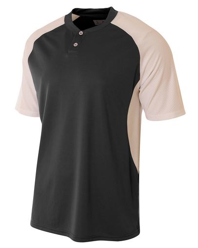 Adult Performance Contrast 2 Button Baseball Henley T-Shirt