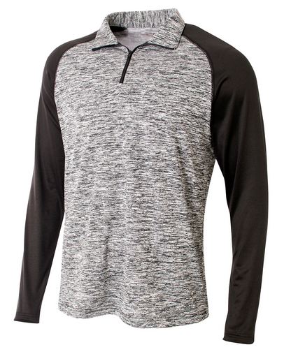  Adult Space-Dye 1/4 Zip with Contrast Sleeve 
