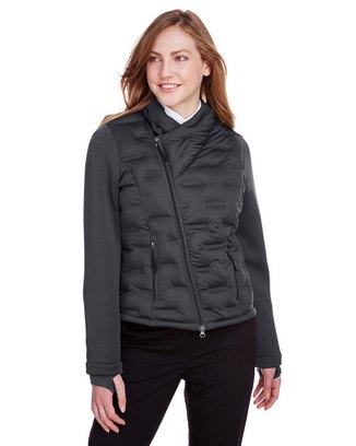  Ladies' Loft Pioneer Hybrid Bomber Jacket - CRBN/ BLK H/ BLK - XS 