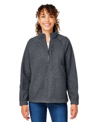 Ladies' Aura Sweater Fleece Quarter-Zip - CARBON/ CARBON - XS
