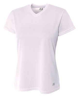  Ladies' Birds-Eye Mesh V-Neck T-Shirt 