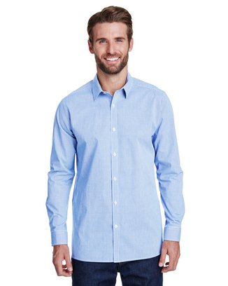 Men's Microcheck Gingham Long-Sleeve Cotton Shirt
