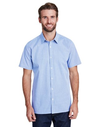 Mens Microcheck Gingham Short-Sleeve Cotton Shirt