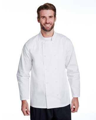  Unisex Studded Front Long-Sleeve Chef's Coat 