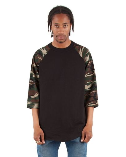 Adult 8.9 oz., 3/4-Sleeve Camo Raglan T-Shirt