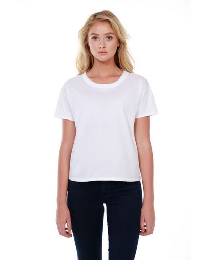 Ladies' 3.5 oz., 100% Cotton Raw-Neck Boxy T-Shirt