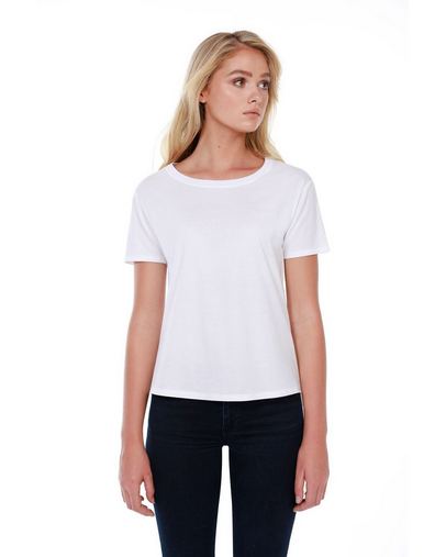  Ladies' 3.5 oz., 100% Cotton Boxy High Low T-Shirt 