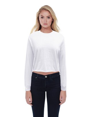 Ladies' Boyfriend Long Sleeve Crop T-Shirt