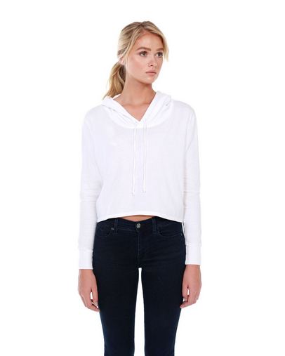 Ladies' 4.3 oz., CVC Cropped Hoodie T-Shirt