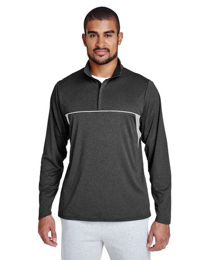  Men's Excel M??lange Interlock Performance Quarter-Zip Top 