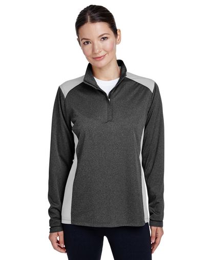 Ladies' Excel M??lange Interlock Performance Quarter-Zip Top