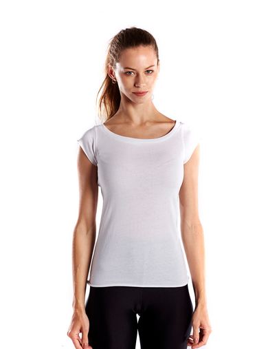 Ladies' 3.8 oz. Cap Sleeve Raw Edge Open Neck