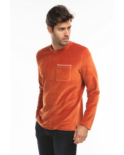Unisex Velour Long Sleeve Pocket T-Shirt