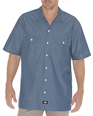 Unisex Relaxed Fit Short-Sleeve Chambray Shirt