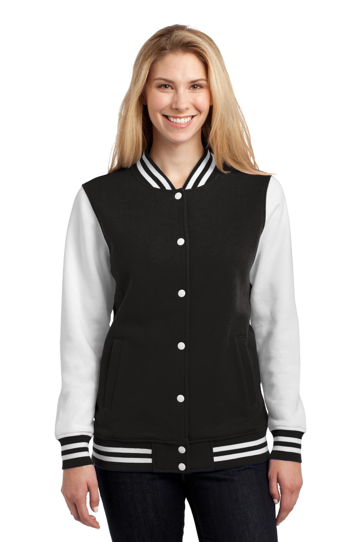 SportTek Ladies Fleece Letterman Jacket LST270